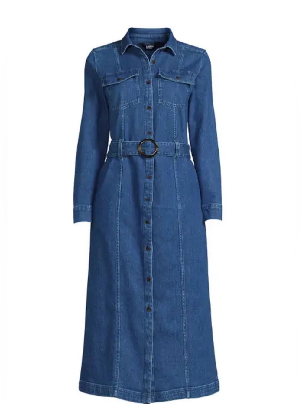 Lands End Soft Denim Midi Shirt Dress Size Medium